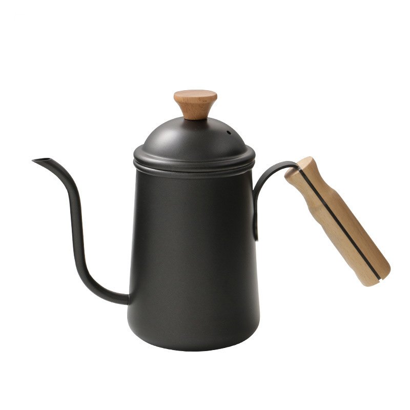 Wooden Handle Stainless Steel Coffee Hand Brew Pot - Image 3