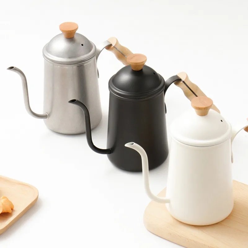 Wooden Handle Stainless Steel Coffee Hand Brew Pot - Image 4