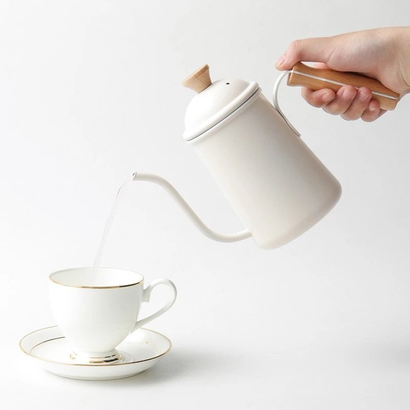 Wooden Handle Stainless Steel Coffee Hand Brew Pot - Image 7