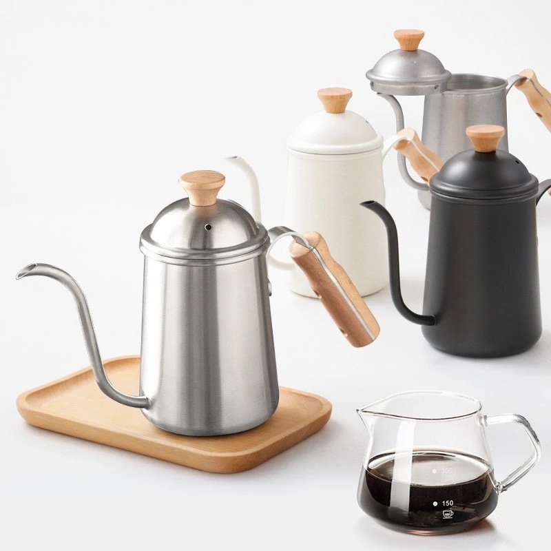 Wooden Handle Stainless Steel Coffee Hand Brew Pot - Image 6